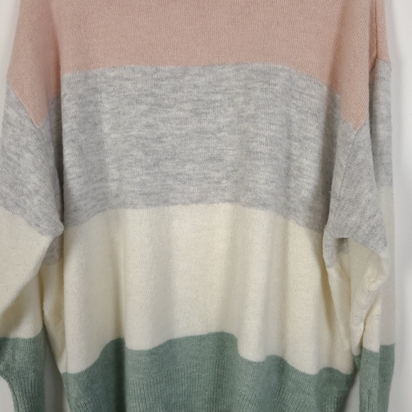 H&M Fine-Knit Sweater Sage Green Colorblock - Picture 6 of 8